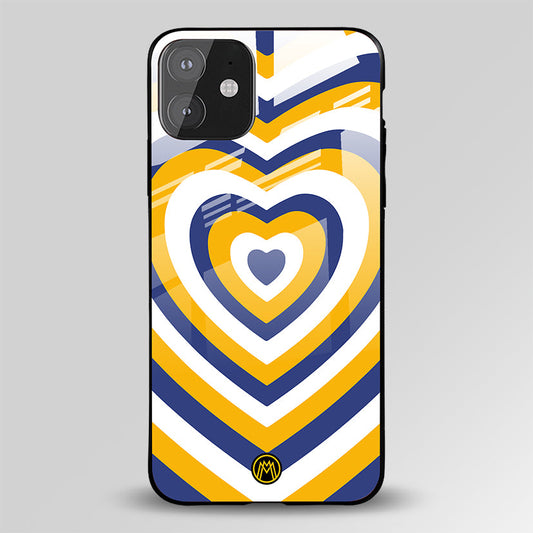 Y2K Yellow Blue Heart Aesthetic Glass Case Phone Cover