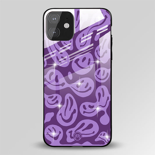 Y2K Aesthetic Mauve-Purple Smiley Glass Case Phone Cover