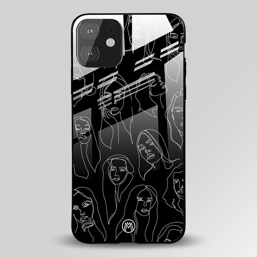Many Faces Black Glass Case Phone Cover