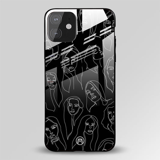 Many Faces Black Glass Case Phone Cover