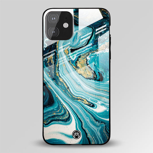 Turquoise Liquid Marble Glass Case Phone Cover