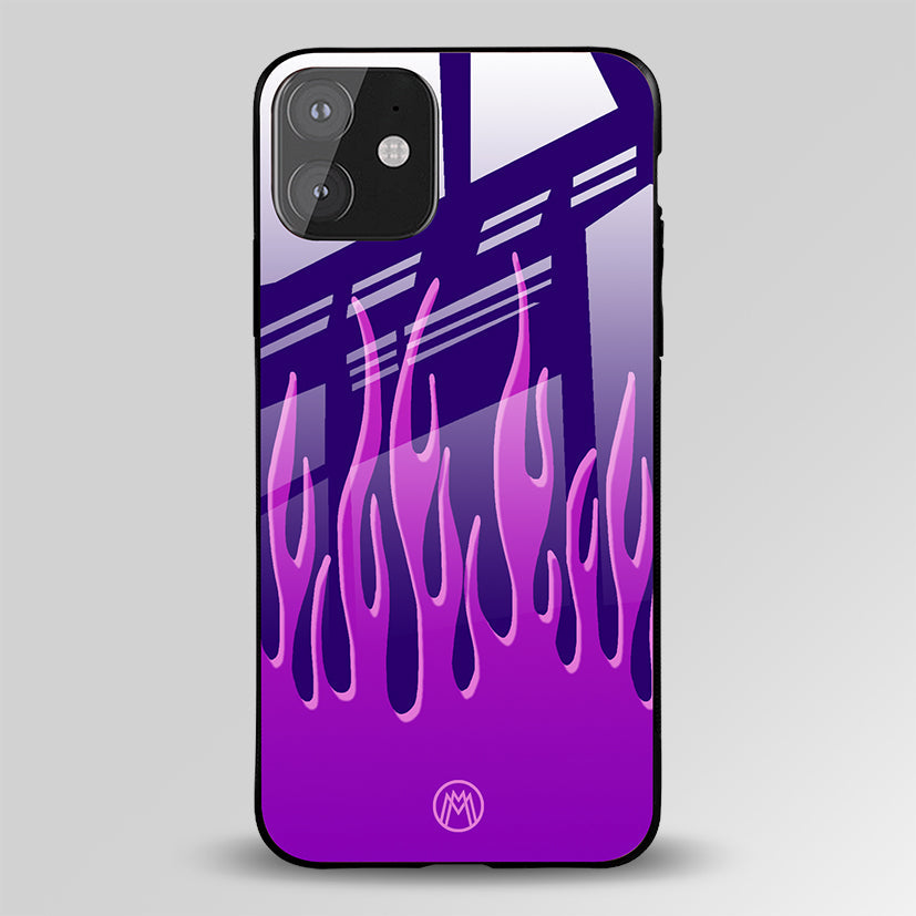 Magenta Flames On Violet Glass Case Phone Cover