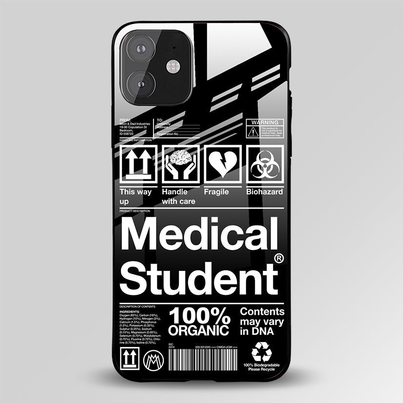 Medical Student Black Label Glass Case Phone Cover