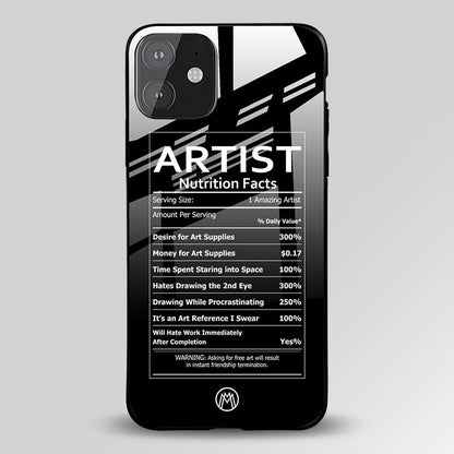 Artist Nutrition Facts Label Glass Case Phone Cover