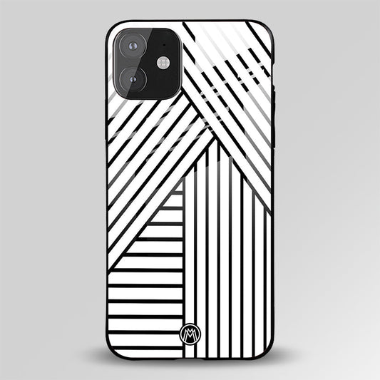 Classic White Black Patten Glass Case Phone Cover