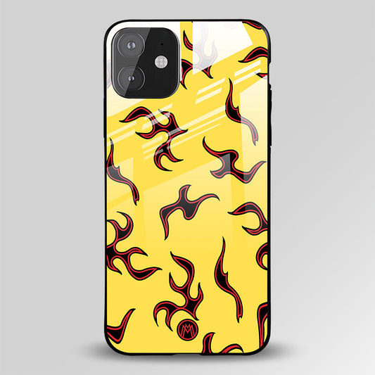 Lil Flames On Yellow Glass Case Phone Cover