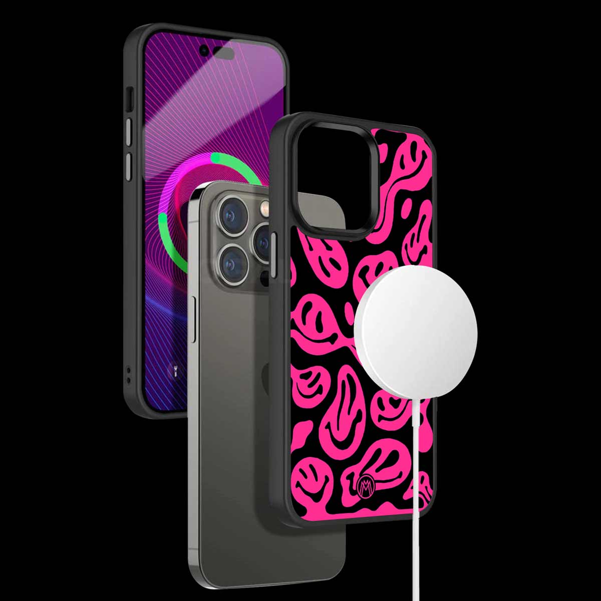 Acid Smiles Black Pink Phone Cover | MagSafe Case