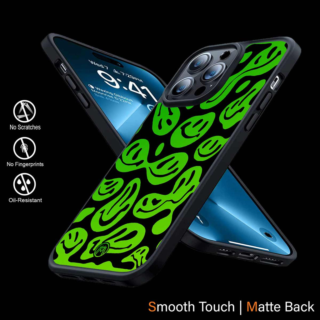 Acid Smiles Neon Green Phone Cover | MagSafe Case