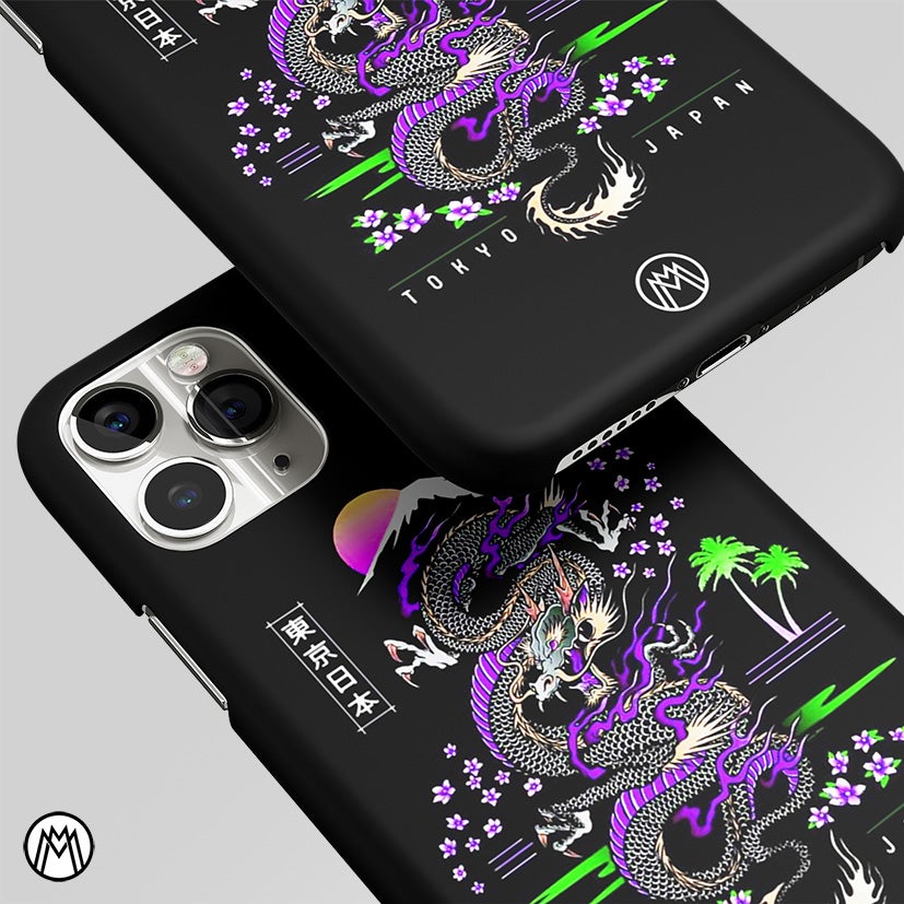 Tokyo Japan Purple Dragon Black Matte Case Phone Cover