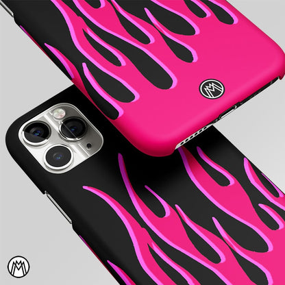 Pink Flames On Black Matte Case Phone Cover