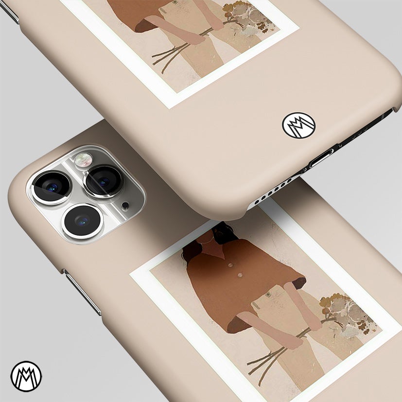 Beige Brown Young Lady Design Matte Case Phone Cover