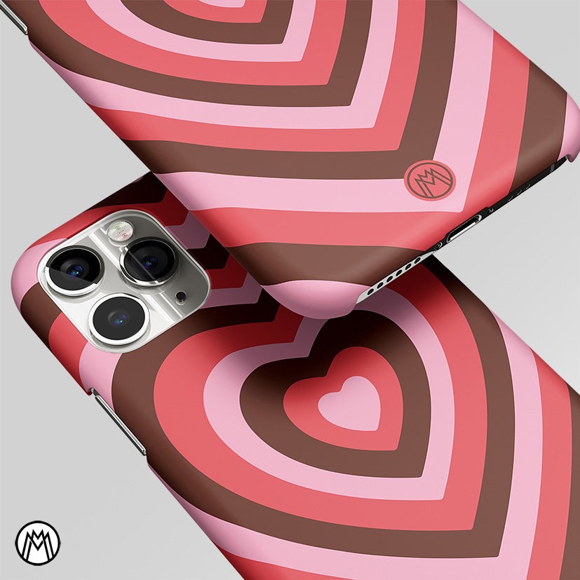 Y2K Red Pink Brown Heart aesthetic Matte Case Phone Cover