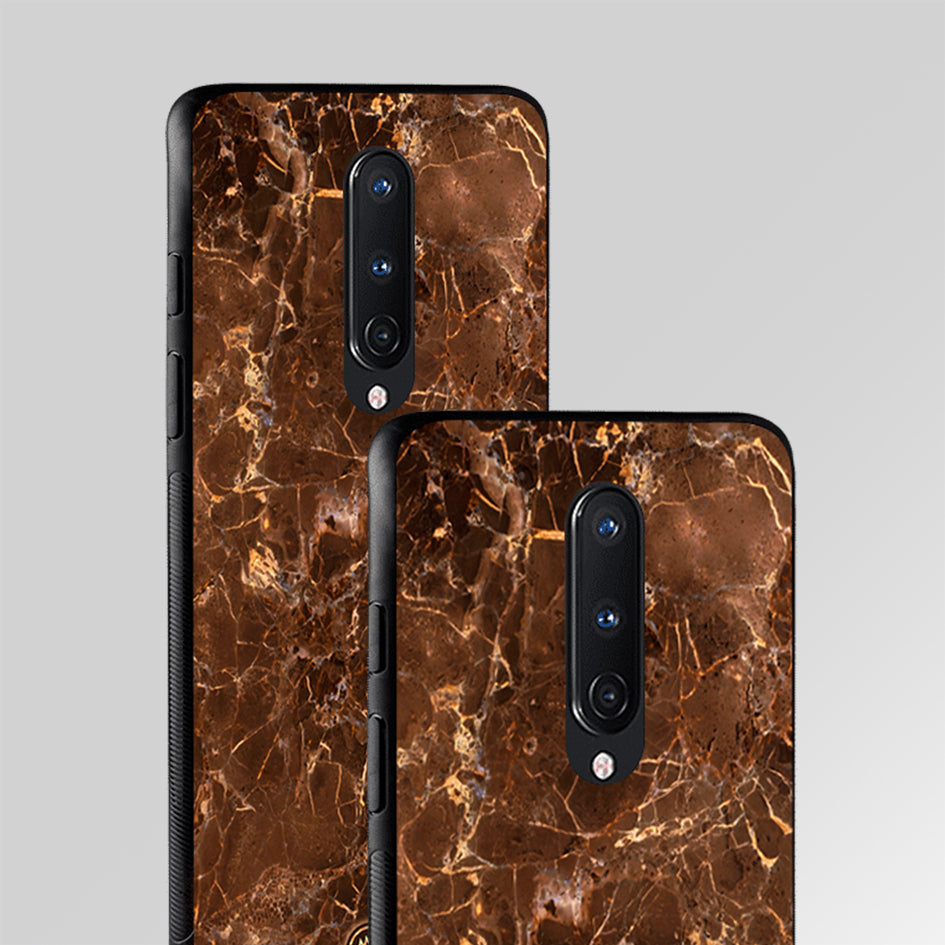 Brown Art Marble Glass Case Phone Cover
