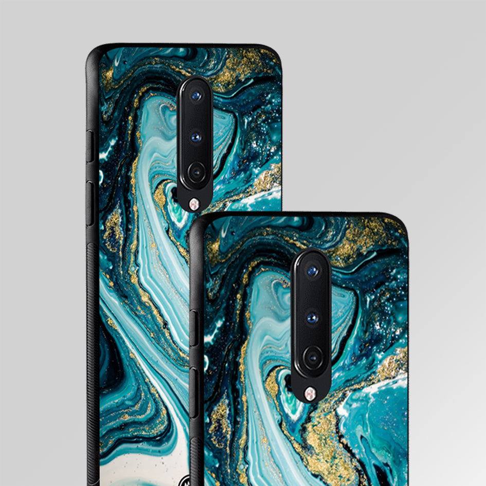 Turquoise Liquid Marble Glass Case Phone Cover