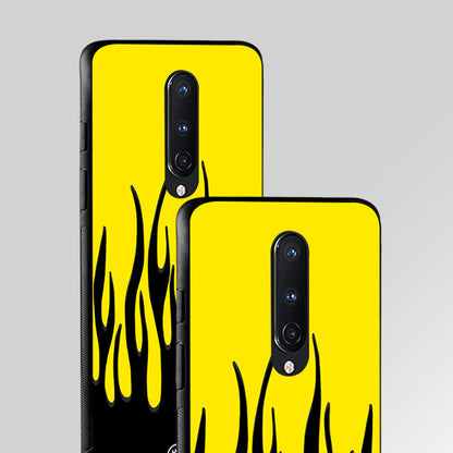 Black Flames On Yellow Glass Case Phone Cover