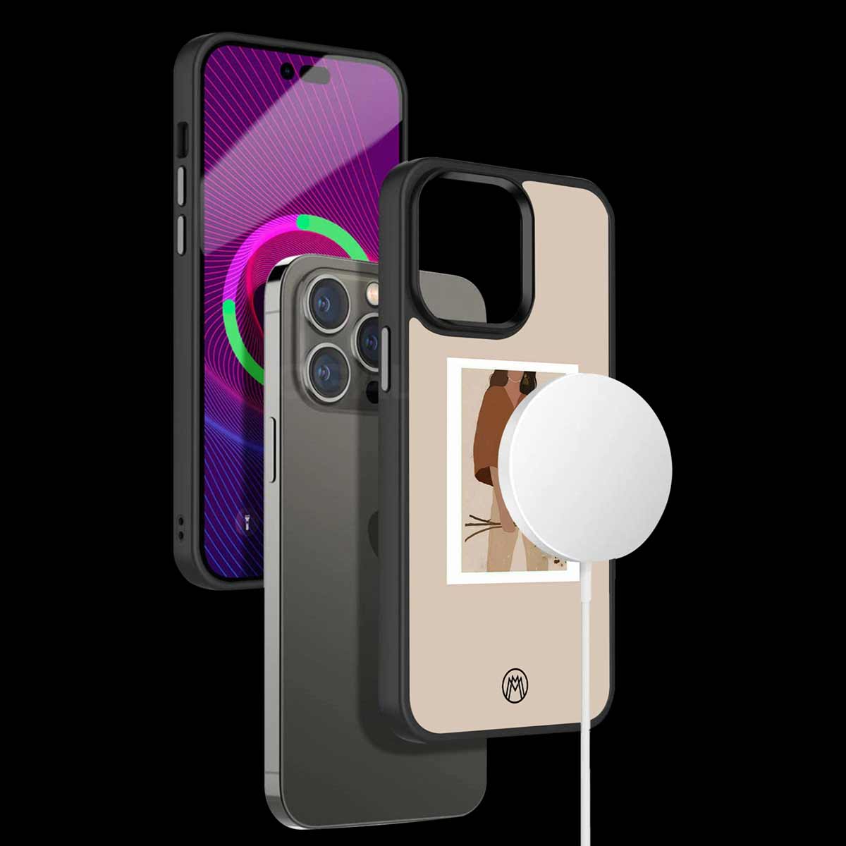 Beige Brown Young Lady Art Phone Cover | MagSafe Case