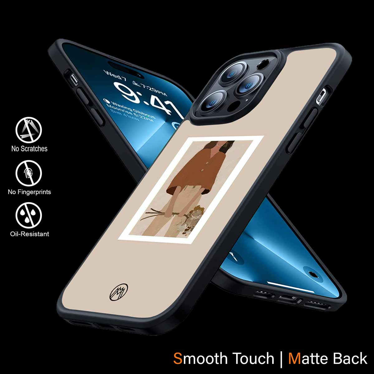 Beige Brown Young Lady Art Phone Cover | MagSafe Case