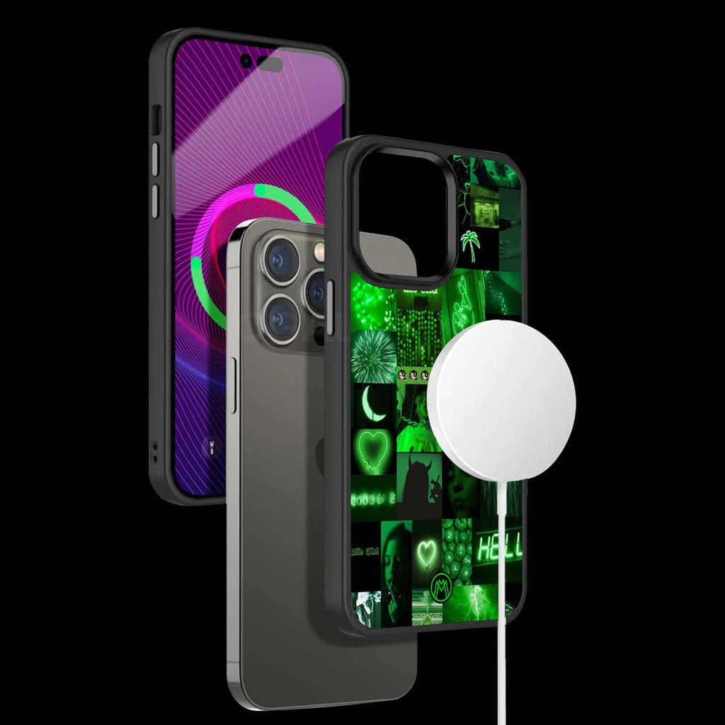 Black Green Aesthetic Collage Phone Cover | MagSafe Case