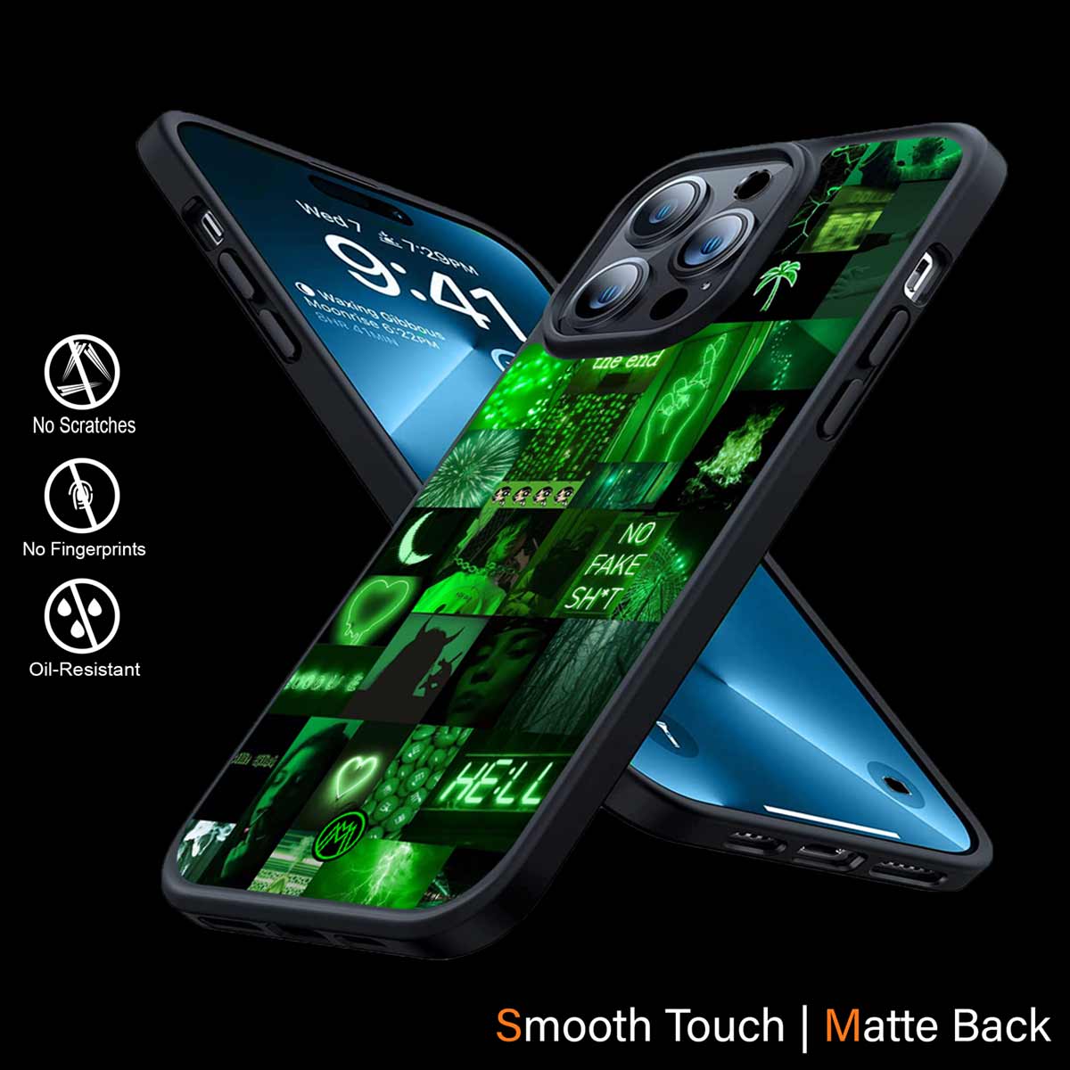 Black Green Aesthetic Collage Phone Cover | MagSafe Case