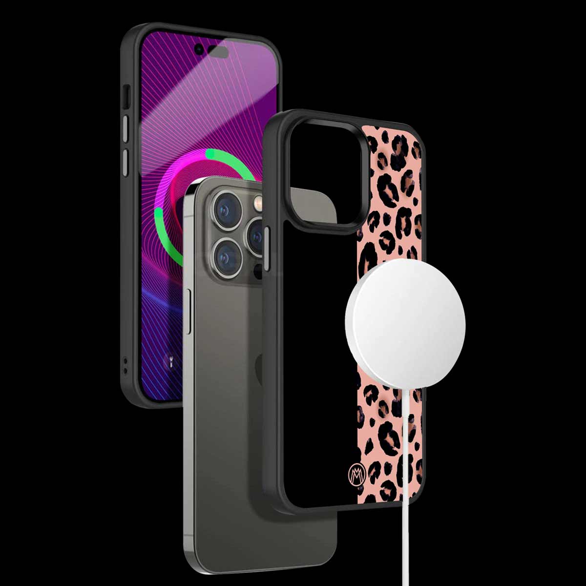Black & Pink Cheetah Fur Phone Cover | MagSafe Case