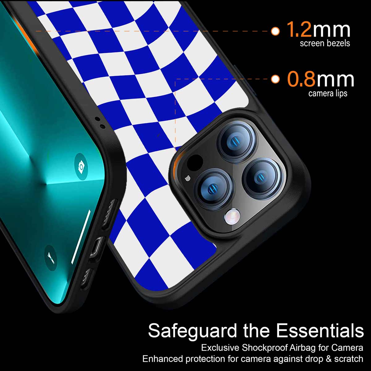 Blue White Trippy Check Pattern Phone Cover | MagSafe Case