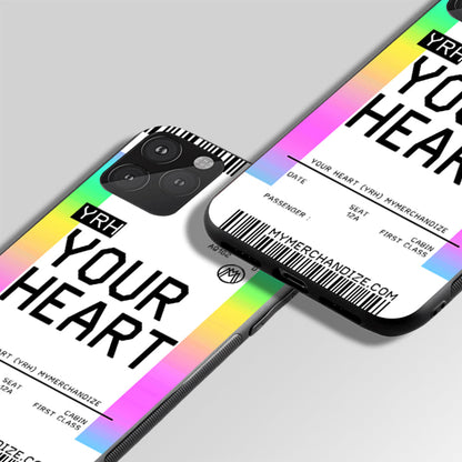 Your Heart Boarding Pass Ticket Glass Case Phone Cover