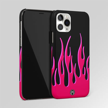 Pink Flames On Black Matte Case Phone Cover