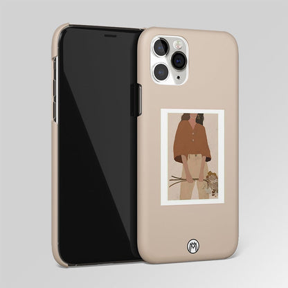 Beige Brown Young Lady Design Matte Case Phone Cover