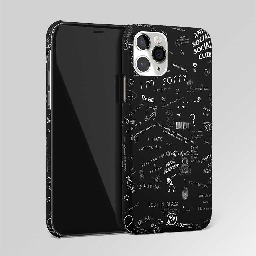 Minimalistic Black Collage Aesthetic Matte Case Phone Cover