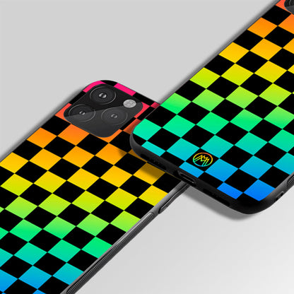 Rainbow Check Pattern Glass Case Phone Cover