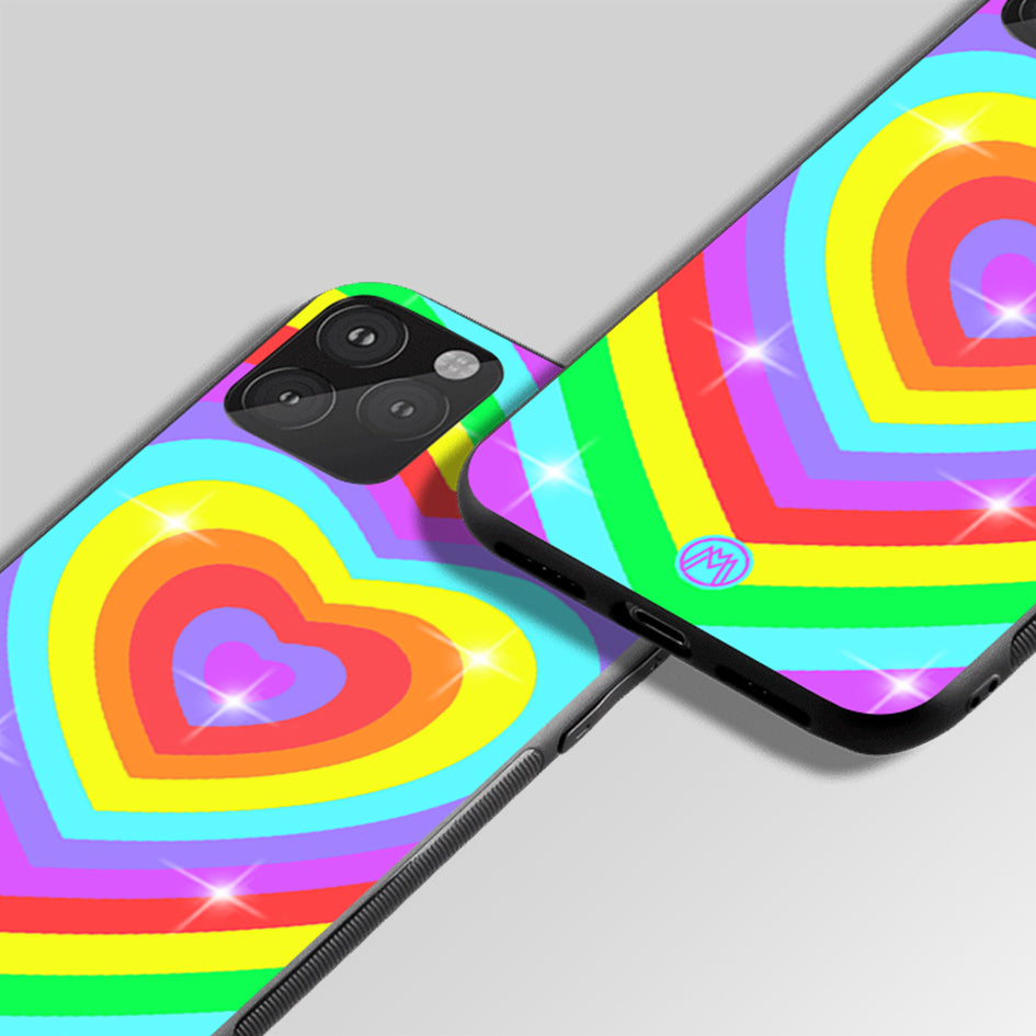 Rainbow Y2K Heart Aesthetic Glass Case Phone Cover