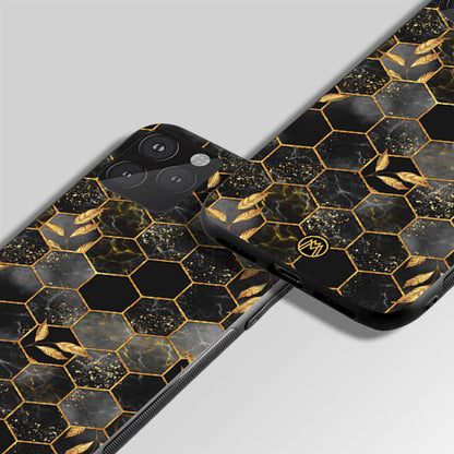 Black Grey Tile Marble Glass Case Phone Cover