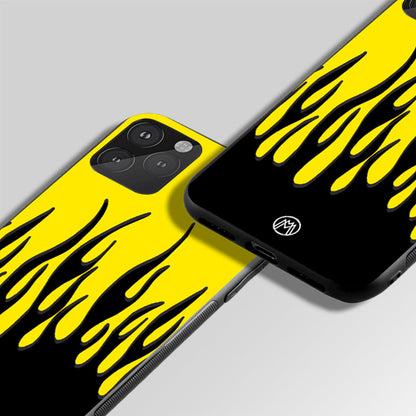 Black Flames On Yellow Glass Case Phone Cover
