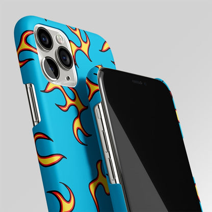Lil Flames On Blue Matte Case Phone Cover