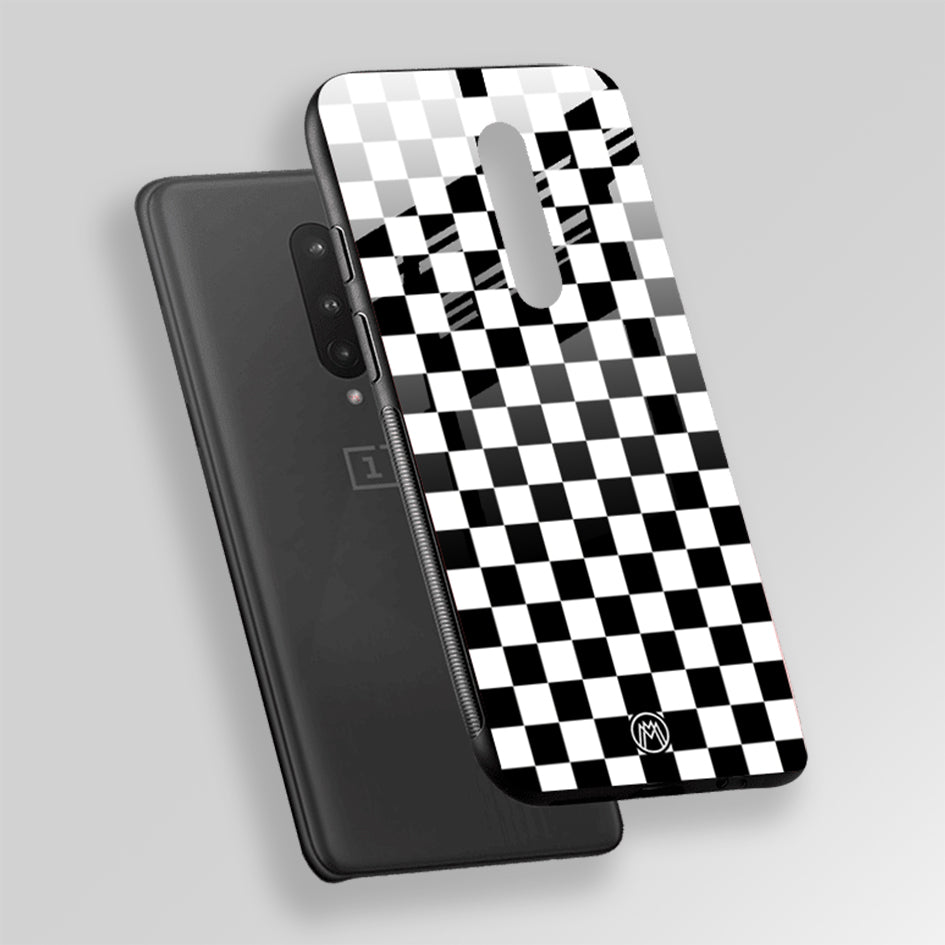 Black & White Check Pattern Glass Case Phone Cover