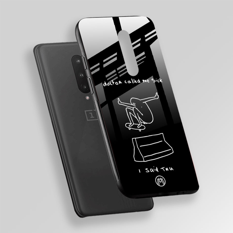 Sick Skateboarder Black Doodle Glass Case Phone Cover