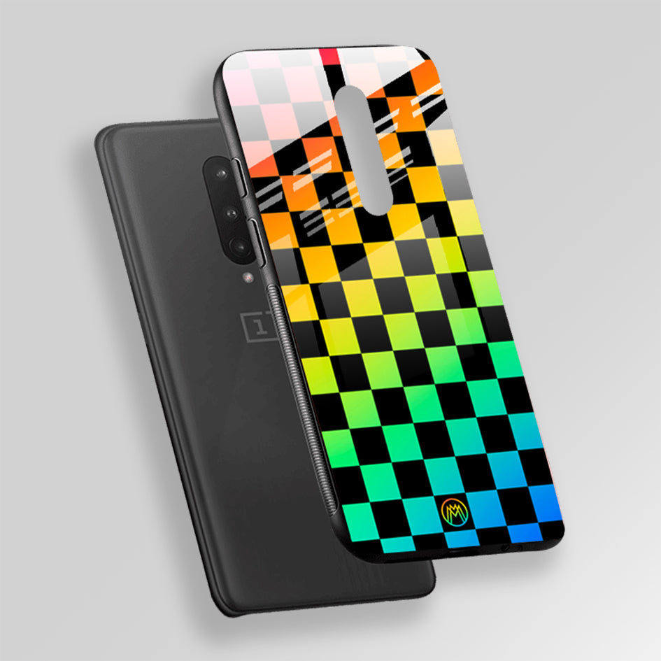 Rainbow Check Pattern Glass Case Phone Cover