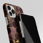 Black Maroon Tile Marble matte Case Phone Cover