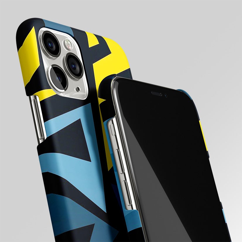 Dynamic Blue Yellow Pattern Matte Case Phone Cover