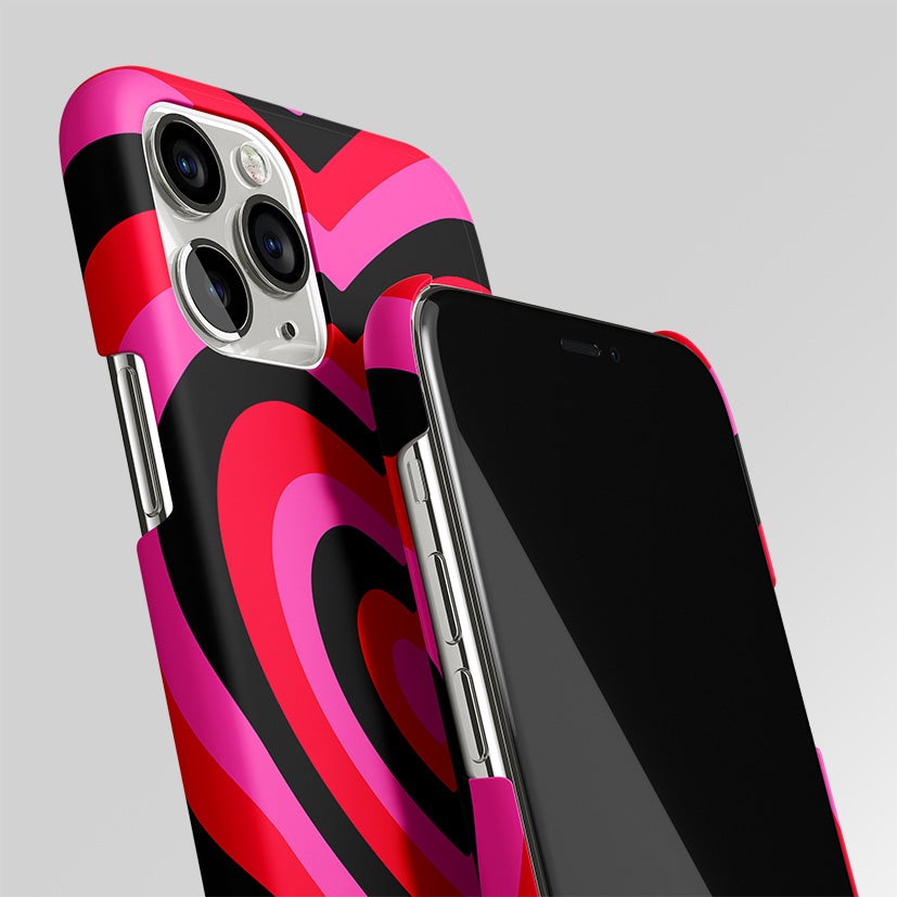 Y2K Black Pink Heart Aesthetic Matte Case Phone Cover