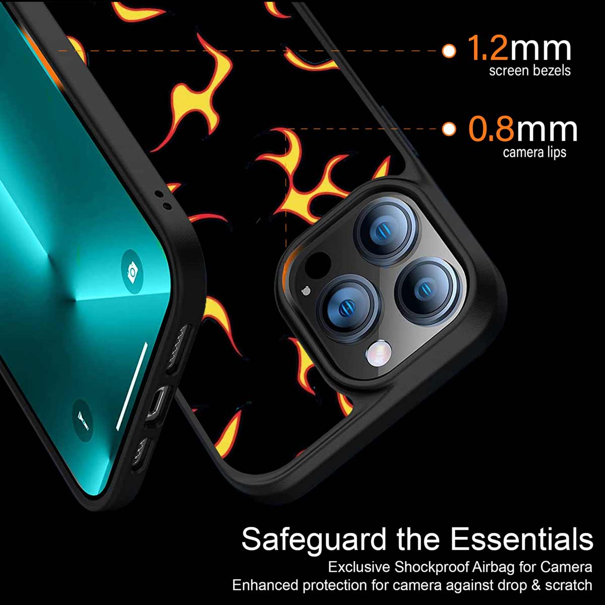 Lil Flames On Black Phone Cover | MagSafe Case