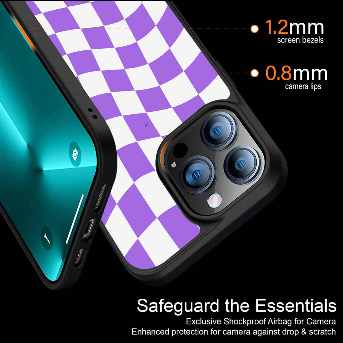Purple White Trippy Check Pattern Phone Cover | MagSafe Case