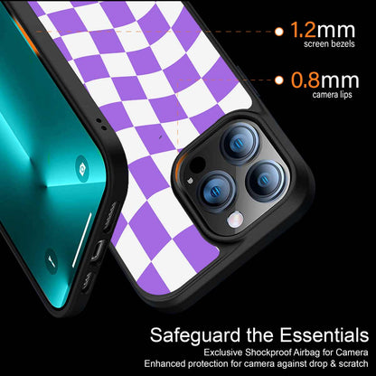 Purple White Trippy Check Pattern Phone Cover | MagSafe Case