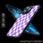 Purple White Trippy Check Pattern Phone Cover | MagSafe Case