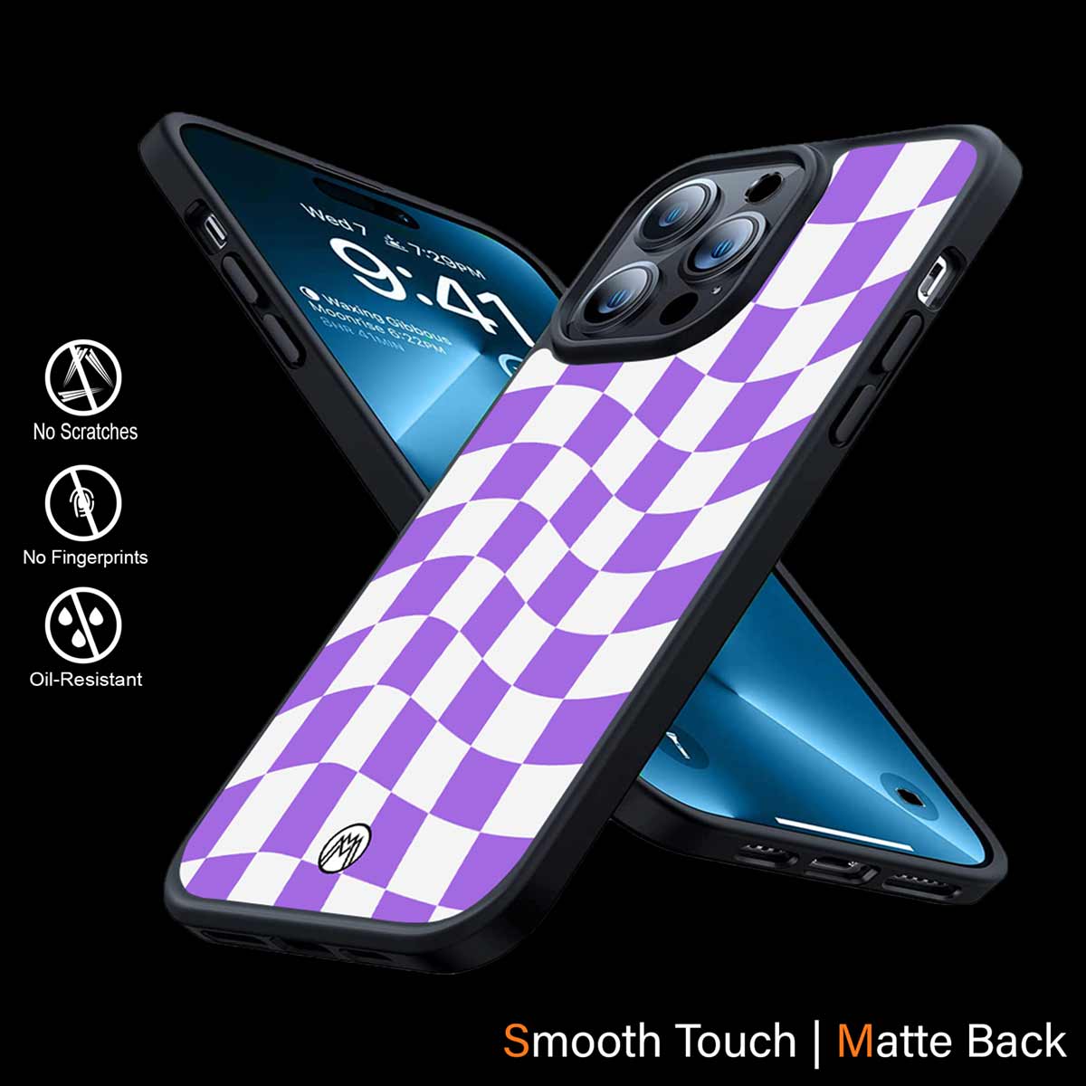 Purple White Trippy Check Pattern Phone Cover | MagSafe Case
