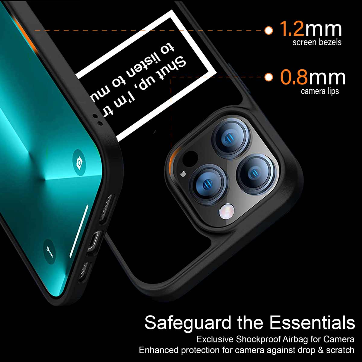 Shut Up And Listen To Music Black Phone Cover | MagSafe Case