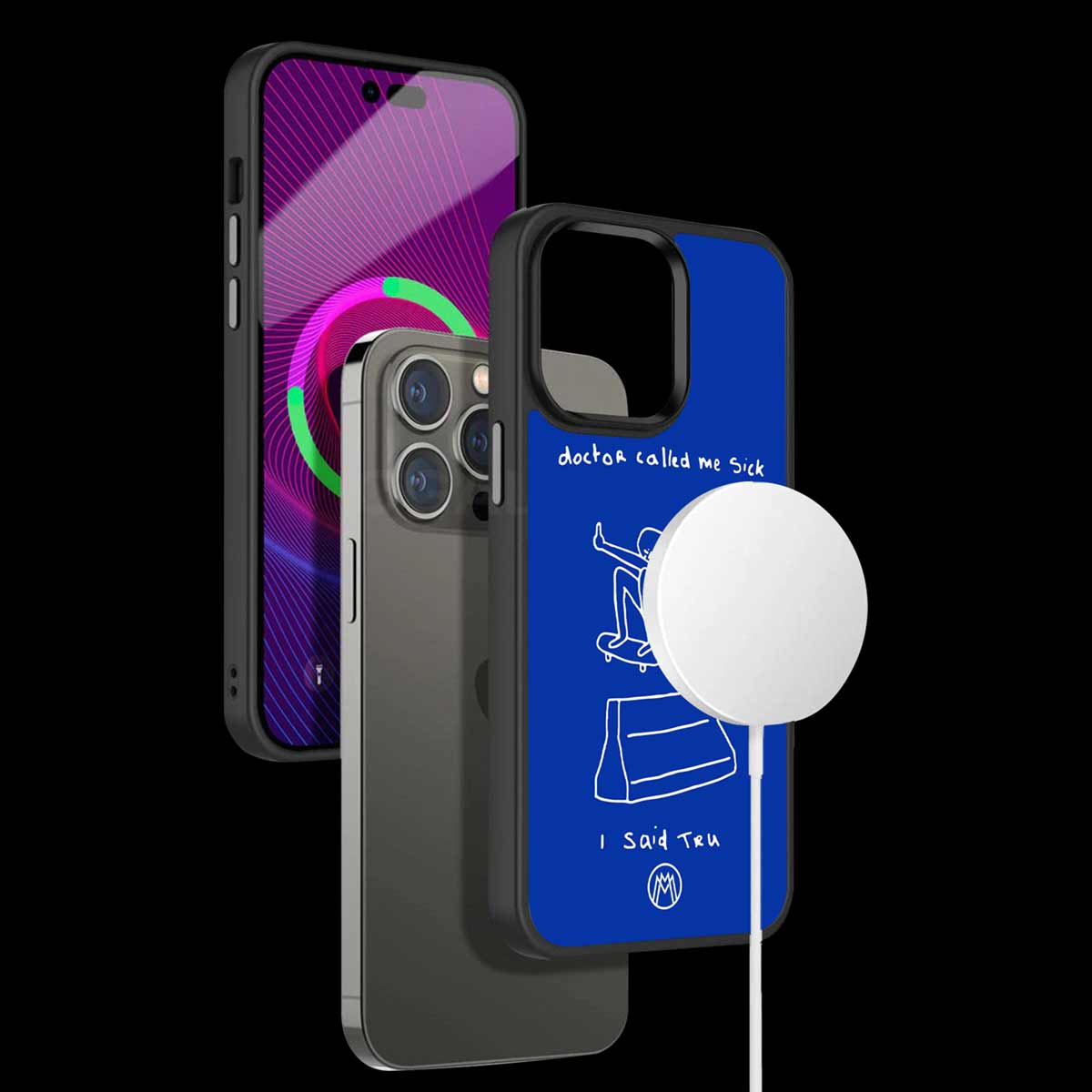 Sick Skateboarder Blue Doodle Phone Cover | MagSafe Case