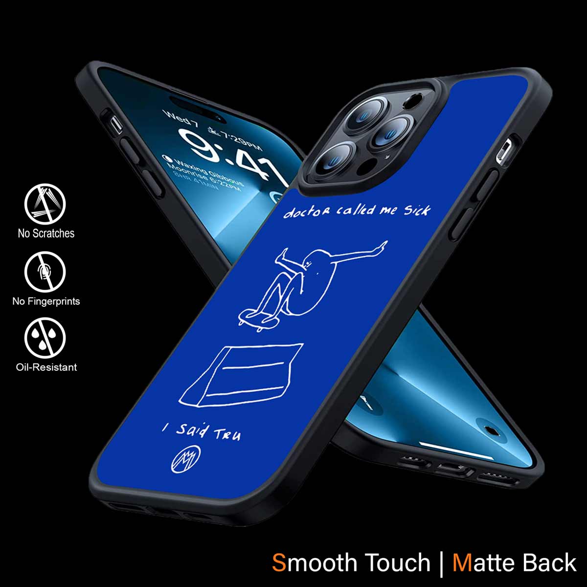 Sick Skateboarder Blue Doodle Phone Cover | MagSafe Case