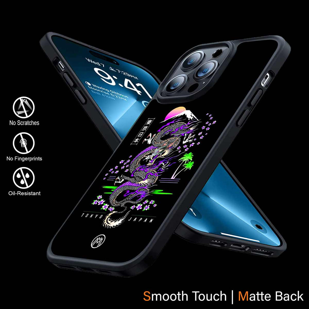 Tokyo Japan Purple Dragon Black Phone Cover | MagSafe Case