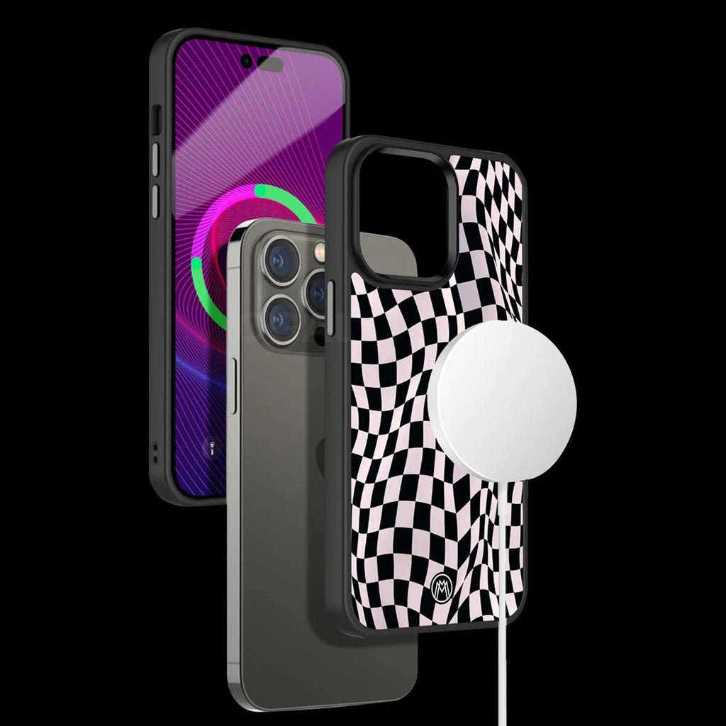 Trippy B&W Check Pattern Phone Cover | MagSafe Case
